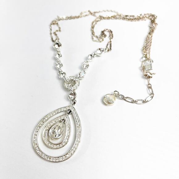 Givenchy Silver Crystal Teardrop Necklace - Picture 2 of 9